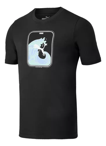 Playera Puma Casual Graphics Wave Hombre Negro 3 Playera Puma Casual Graphics Wave Hombre Negro